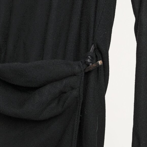 Helmut Lang Black Fold Over Draped Viscose-Blend Top - Picture 7 of 10